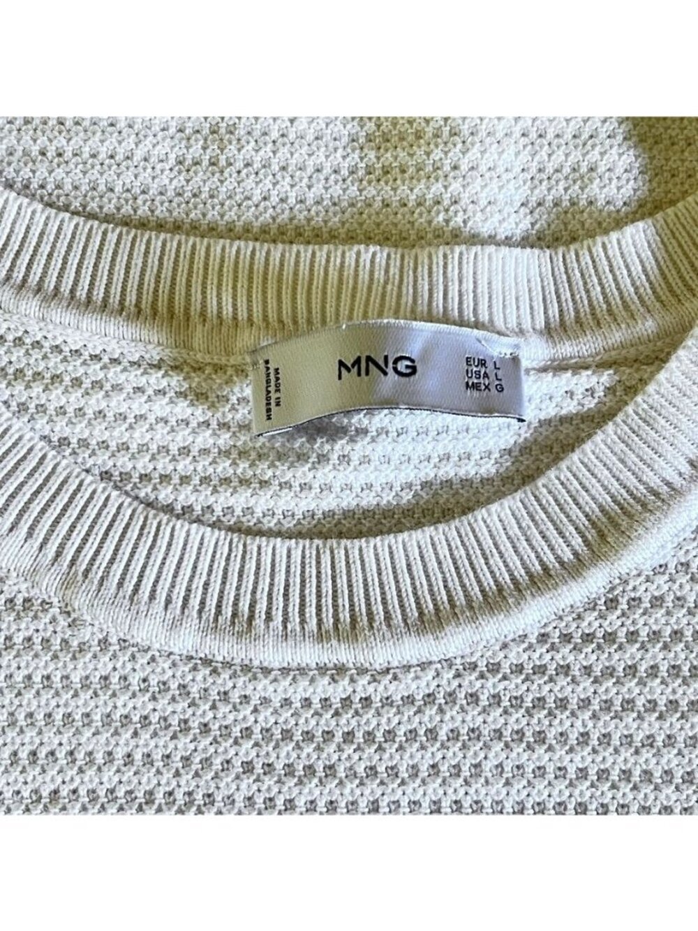 Mango MNG Men L Cotton Blend Ribbed Knit T-Shirt Short Sleeve Euro Summer Resort - Picture 6 of 14
